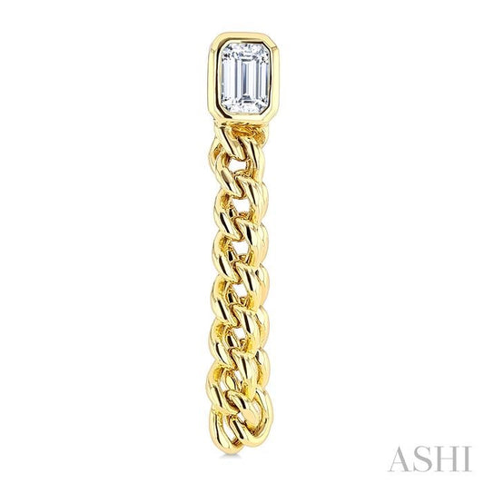 ASHI Emerald Shape Curb Bezel Diamond Fashion Earrings 625H5PPFGERYG-OC
