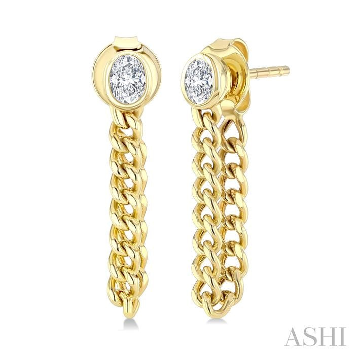 ASHI Oval Shape Curb Bezel Diamond Fashion Earrings 625H5PPFGERYG-OV