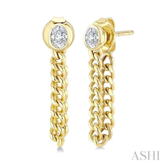 ASHI Oval Shape Curb Bezel Diamond Fashion Earrings 625H5PPFGERYG-OV