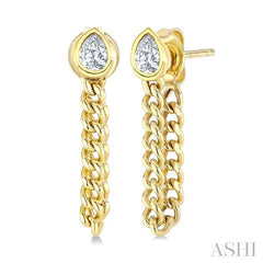 ASHI Pear Shape Curb Bezel Diamond Fashion Earrings 625H5PPFGERYG-PR