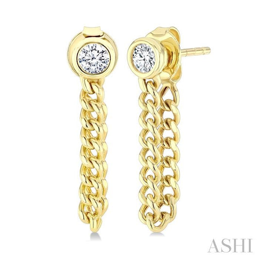 ASHI Round Shape Curb Bezel Diamond Fashion Earrings 625H5PPFGERYG-RD