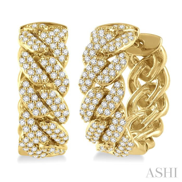 ASHI Cuban Diamond Fashion Hoop Earrings 626B2PPFGERYG