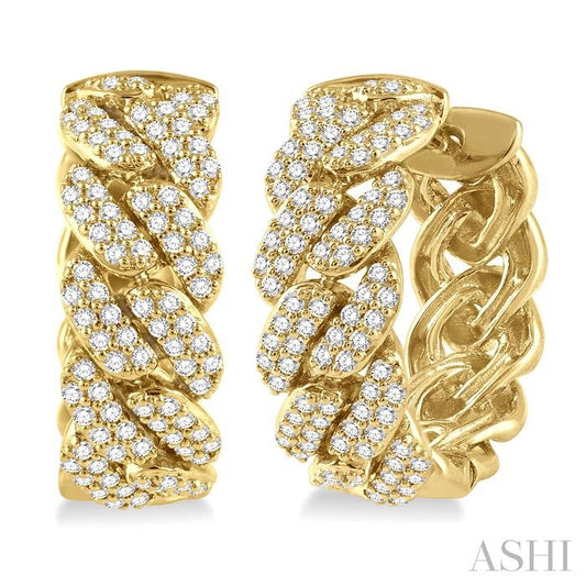 ASHI Cuban Diamond Fashion Hoop Earrings 626B2PPFGERYG