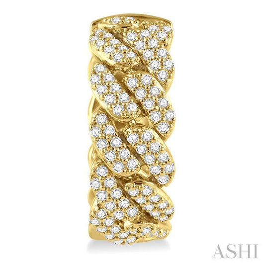 ASHI Cuban Diamond Fashion Hoop Earrings 626B2PPFGERYG