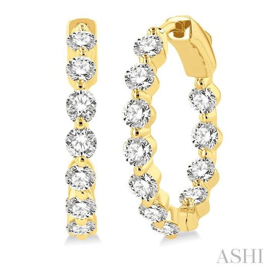 ASHI Inside-Out Diamond Round Hoop Earrings 626D0PPFGERYG-2.00