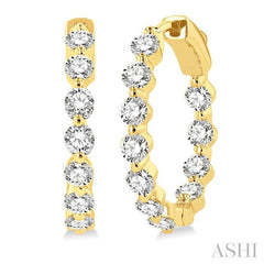 ASHI Inside-Out Diamond Round Hoop Earrings 626D0PPFGERYG-2.00