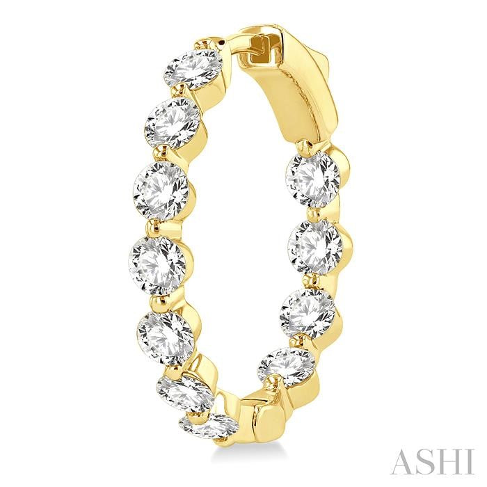 ASHI Inside-Out Diamond Round Hoop Earrings 626D0PPFGERYG-3.00