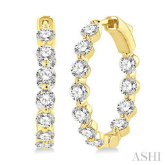 ASHI Inside-Out Diamond Round Hoop Earrings 626D0PPFGERYG-3.00