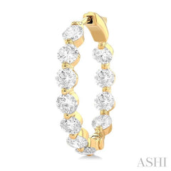 ASHI Inside-Out Diamond Round Hoop Earrings 626D0PPFGERYG-5.00