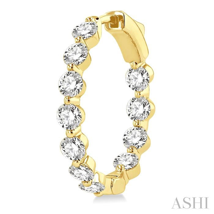 ASHI Inside-Out Diamond Round Hoop Earrings 626D0PPFHERYG-3.00