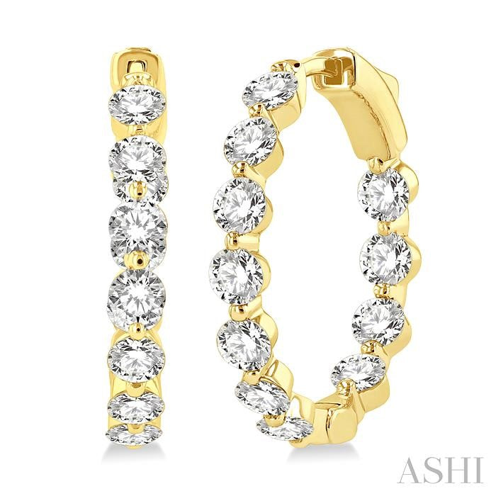 ASHI Inside-Out Diamond Round Hoop Earrings 626D0PPFHERYG-3.00