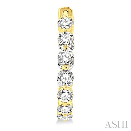 ASHI Inside-Out Diamond Round Hoop Earrings 626D0PPFHERYG-3.00