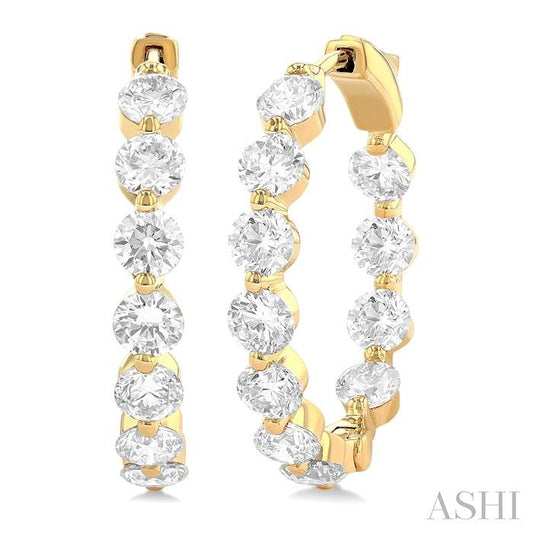 ASHI Inside-Out Diamond Round Hoop Earrings 626D0PPFHERYG-5.00