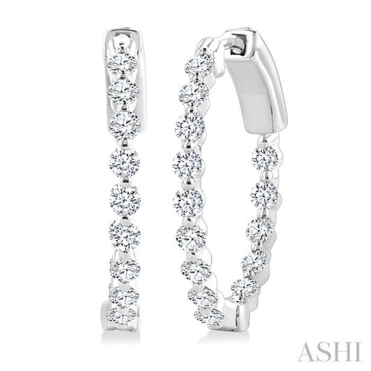 ASHI Inside-Out Diamond Round Hoop Earrings 626D1PPFGERWG