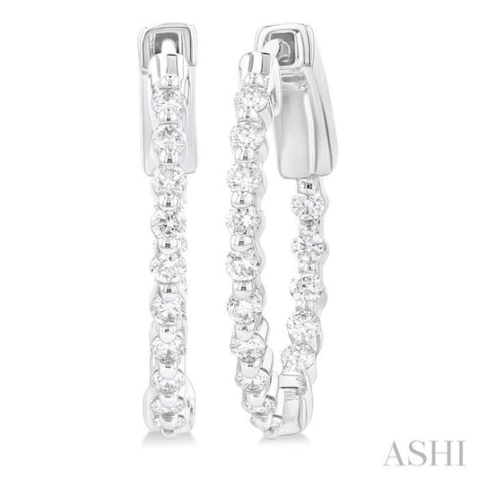 ASHI Inside-Out Diamond Round Hoop Earrings 626D3PPFGERWG