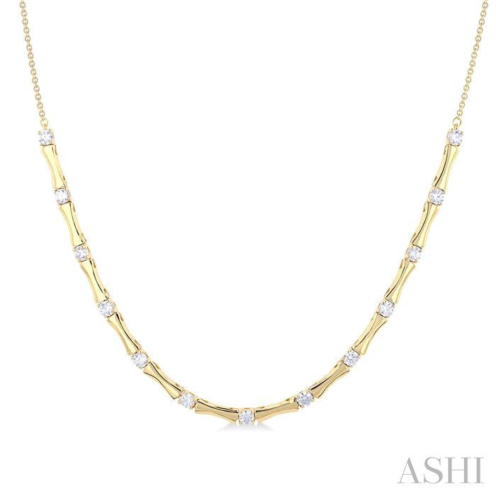 ASHI Halfway Diamond Fashion Bamboo Necklace 626F1PPFGNKYG