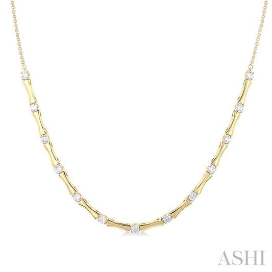 ASHI Halfway Diamond Fashion Bamboo Necklace 626F1PPFGNKYG