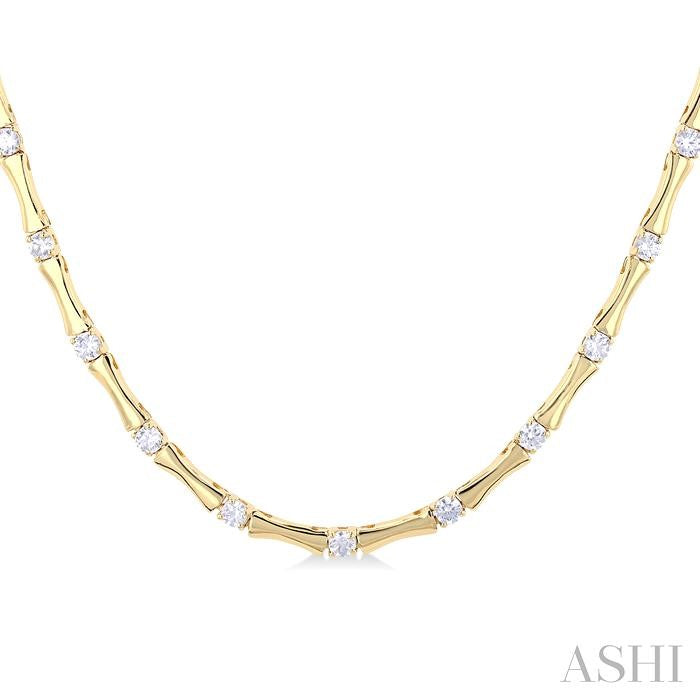 ASHI Halfway Diamond Fashion Bamboo Necklace 626F1PPFGNKYG