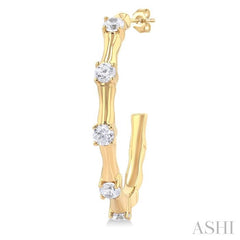 ASHI Diamond Fashion Bamboo Half Hoop Earrings 626F5PPFGERYG