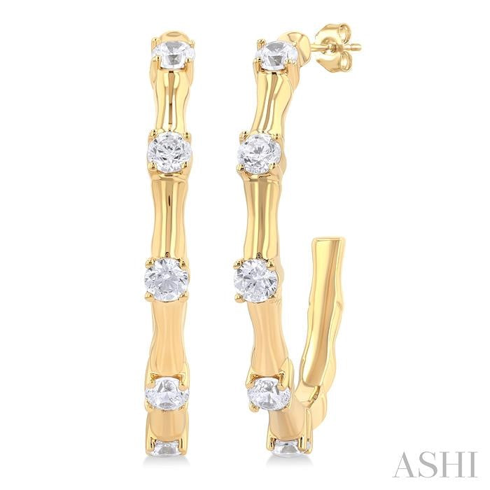 ASHI Diamond Fashion Bamboo Half Hoop Earrings 626F5PPFGERYG