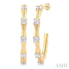 ASHI Diamond Fashion Bamboo Half Hoop Earrings 626F5PPFGERYG