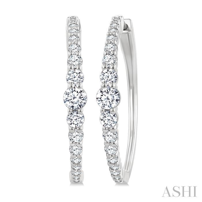 ASHI Graduated Riviera Diamond Hoop Earrings 626H0PPFGERWG-1.50