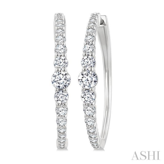 ASHI Graduated Riviera Diamond Hoop Earrings 626H0PPFGERWG-1.50