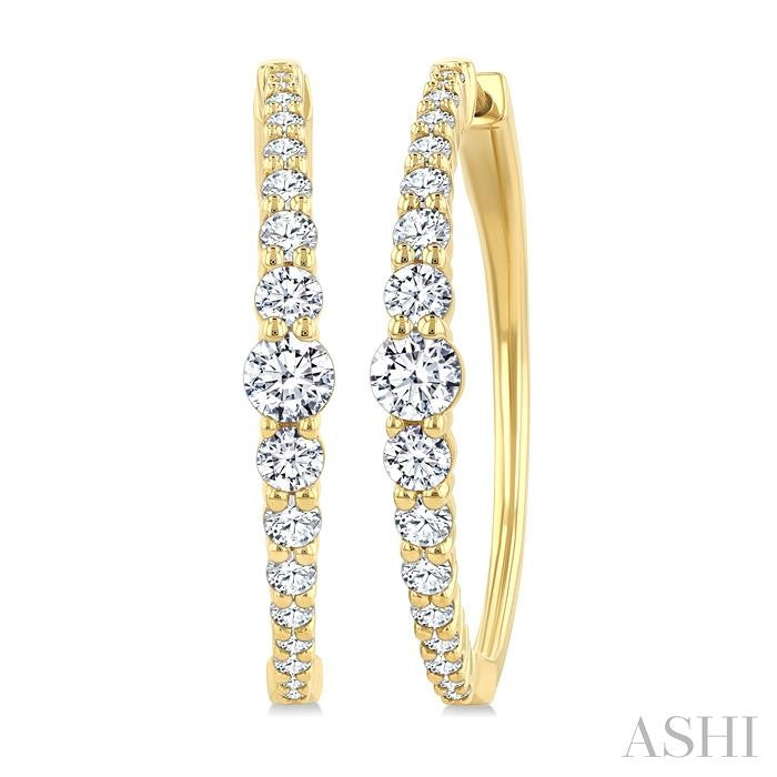 ASHI Graduated Riviera Diamond Hoop Earrings 626H0PPFGERYG-1.50