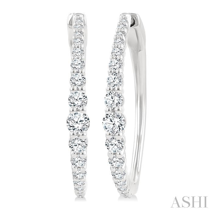 ASHI Graduated Riviera Diamond Hoop Earrings 626H1PPFGERWG