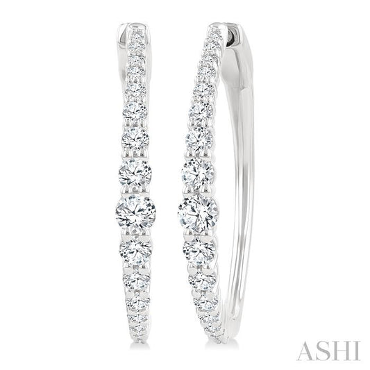 ASHI Graduated Riviera Diamond Hoop Earrings 626H1PPFGERWG