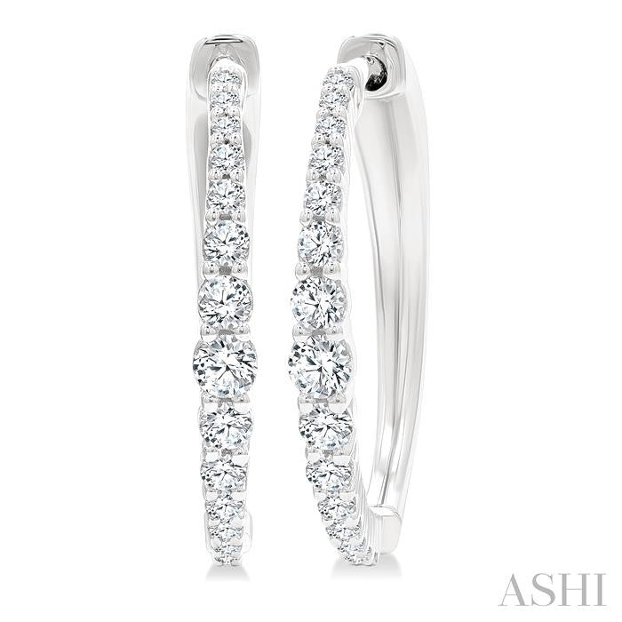 ASHI Graduated Riviera Diamond Hoop Earrings 626H3PPFGERWG