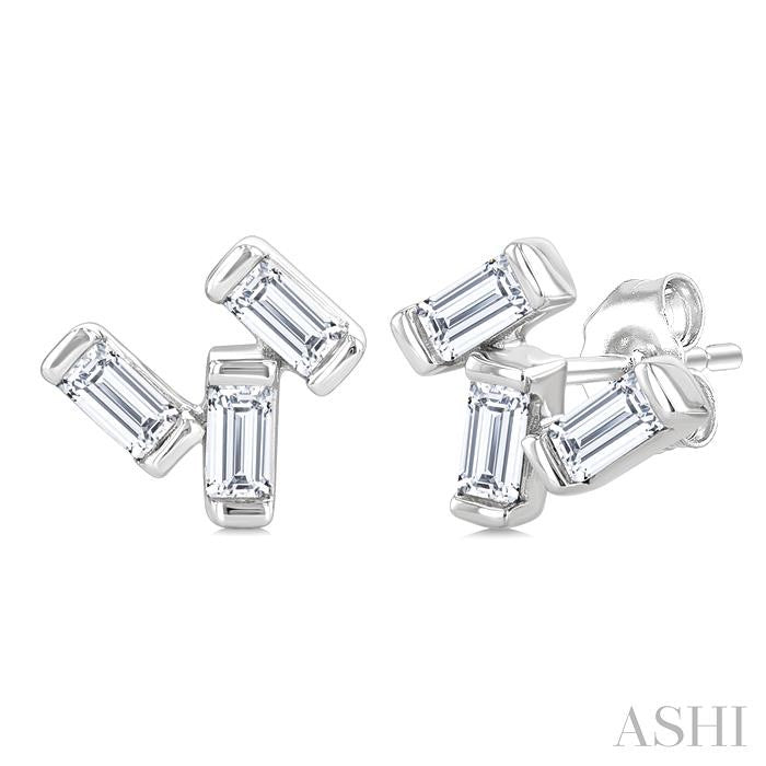 ASHI Scatter Baguette Petite Diamond Fashion Earrings 626J7PPTGERWG