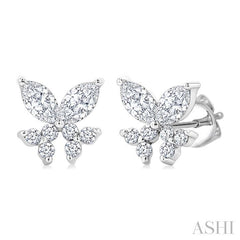 ASHI Twin Fish Diamond Stud Earrings 627G4PPFGERWG