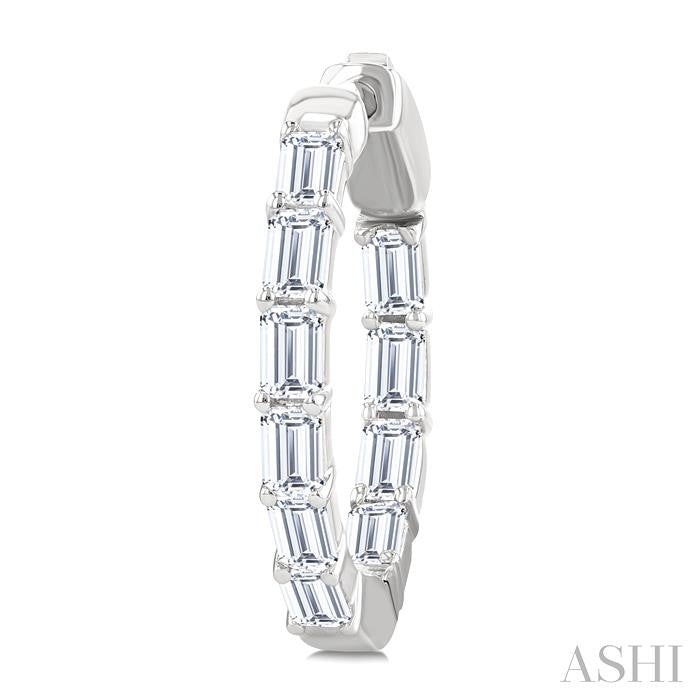 ASHI Emerald Shape Inside-Out Diamond Fashion Hoop Earrings 627H0PPFGERWG-OC-2.0