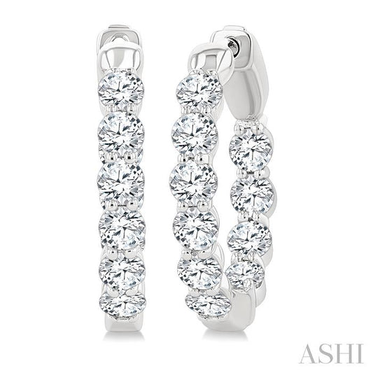ASHI Round Shape Inside-Out Diamond Fashion Hoop Earrings 627H0PPFGERWG-RD-2.0