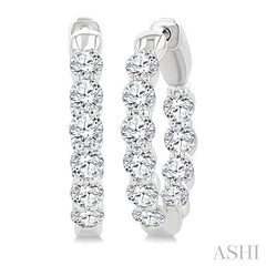 ASHI Round Shape Inside-Out Diamond Fashion Hoop Earrings 627H0PPFGERWG-RD-2.0