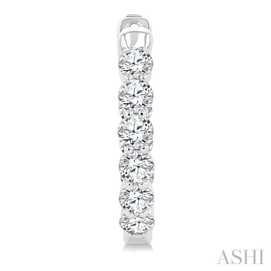 ASHI Round Shape Inside-Out Diamond Fashion Hoop Earrings 627H0PPFGERWG-RD-2.0