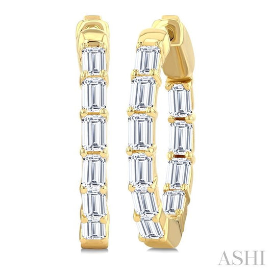 ASHI Emerald Shape Inside-Out Diamond Fashion Hoop Earrings 627H0PPFGERYG-OC-2.0