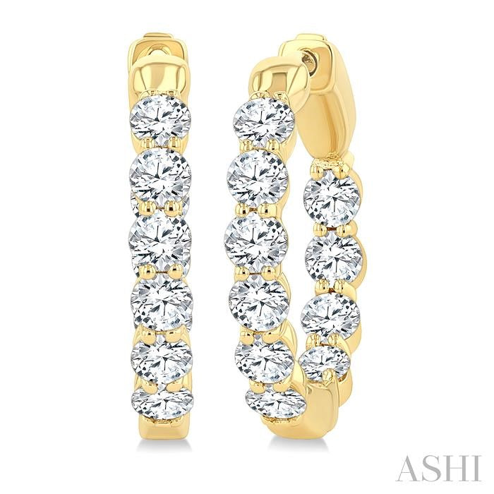 ASHI Round Shape Inside-Out Diamond Fashion Hoop Earrings 627H0PPFGERYG-RD-2.0