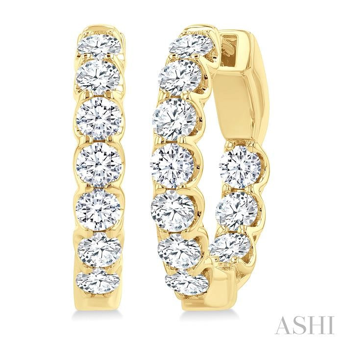 ASHI Inside-Out Diamond Round Hoop Earrings 628E0PPFGERYG-2.00