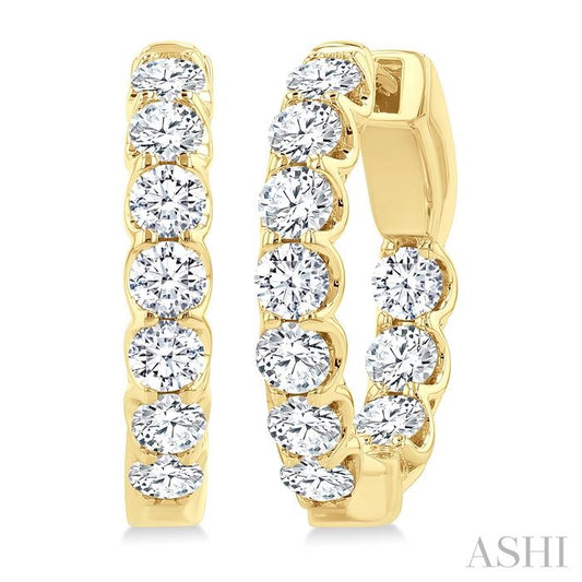 ASHI Inside-Out Diamond Round Hoop Earrings 628E0PPFGERYG-2.00