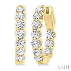 ASHI Inside-Out Diamond Round Hoop Earrings 628E0PPFGERYG-2.00