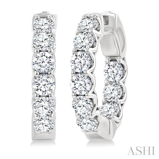ASHI Inside-Out Diamond Round Hoop Earrings 628E0PPFHERWG-3.00