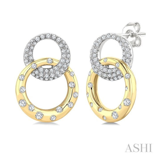 ASHI Circle Interlock Diamond Fashion Earrings 628H3PPFGERYW