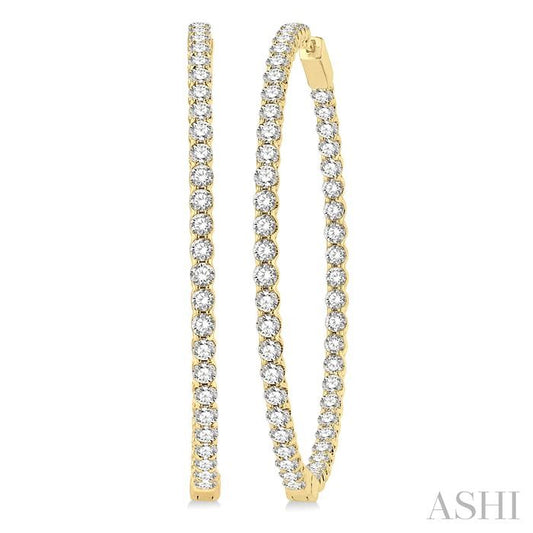 ASHI Inside-Out Diamond Hoop Earrings 629C0PPFGERYG-7.00