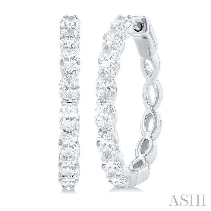 ASHI Oval Shape North-South Diamond Fashion Hoop Earrings 629D0PPFHERW-1.90-OV