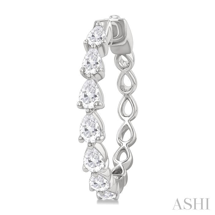 ASHI Pear Shape North-South Diamond Fashion Hoop Earrings 629D0PPFHERWG-1.5-PR