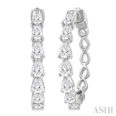 ASHI Pear Shape North-South Diamond Fashion Hoop Earrings 629D0PPFHERWG-1.5-PR
