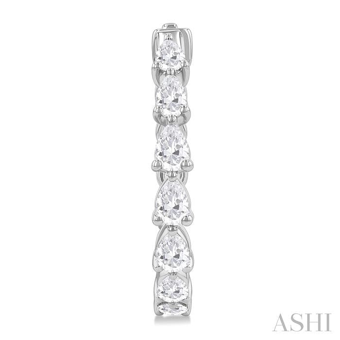 ASHI Pear Shape North-South Diamond Fashion Hoop Earrings 629D0PPFHERWG-1.5-PR