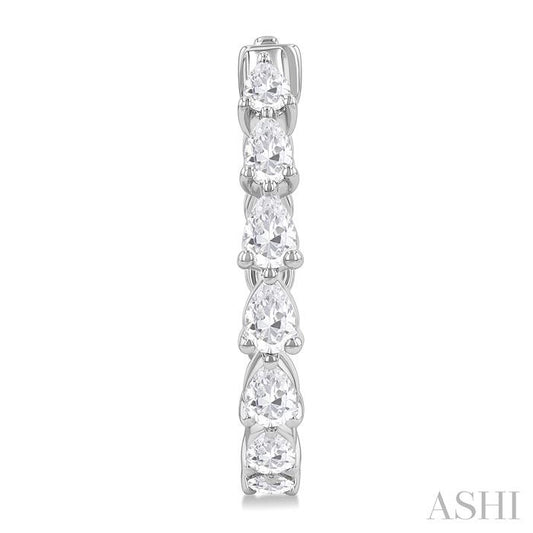 ASHI Pear Shape North-South Diamond Fashion Hoop Earrings 629D0PPFHERWG-1.5-PR